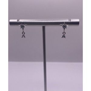 Compass Star Cz Center With A Drop Stone Earrings